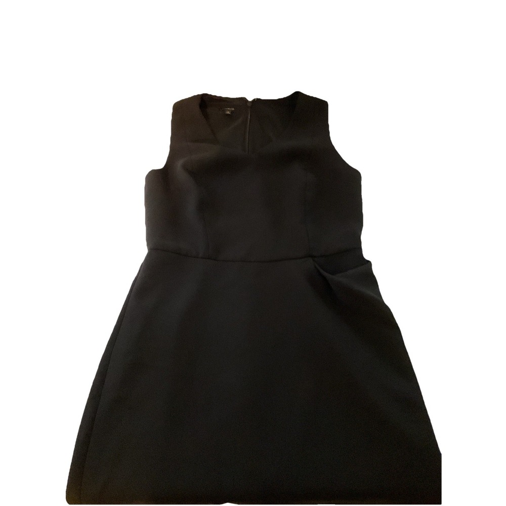Talbots Cocktail Dress Women's Sz‎ 6 Solid Black Lined Dress W/Front Ruffle I78